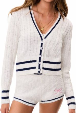 LoveShackFancy Evabella Cardigan In Seaspray Ivory