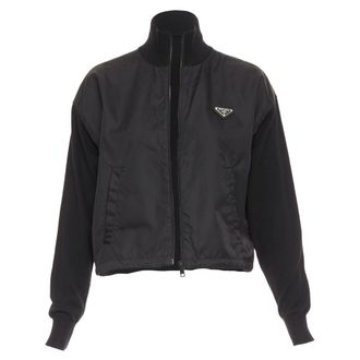 Prada Re-Nylon virgin wool triangle logo zip jacket