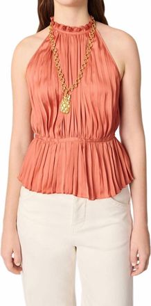 Maje Leville Pleated Halter Top In Terracotta