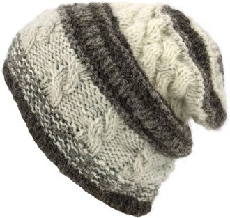 Loud Elephant Wool Knit Beanie Hat - Stripe Natural