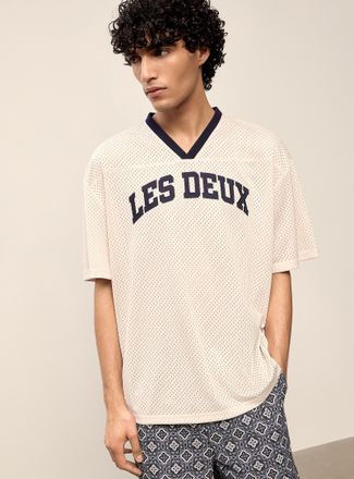 Les Deux Mens Logo perforated basketball T-shirt