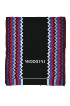 Missoni Black Fuchsia Wool Scarf