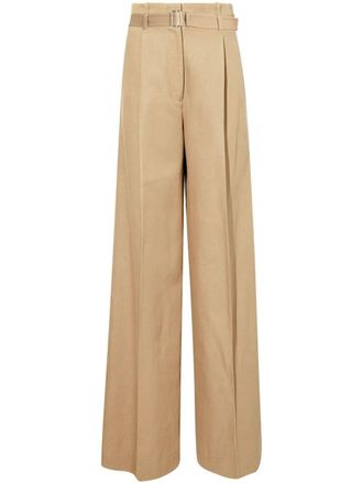 Proenza Schouler Dana wide-leg cotton-linen trousers - Neutrals