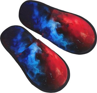 Generic Red Blue Galaxy Women Men Slippers Warm House Slippers Lightweight Sliders For Outdoor Bedroom Indoor M