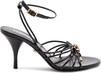 Versace La Medusa Sandalen 85 mm - Dames - Sandalen met hakken - Zwart - 37 EU - Leer - Schoenen