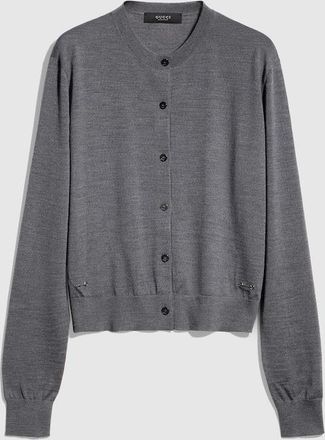 Gucci Fine Wool Cardigan With Horsebit, Black