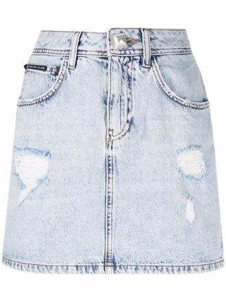 Philipp Plein Denim mini-rok - Blauw