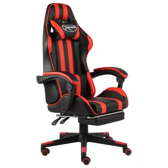 vidaXL Vidaxl - Silla Gaming Con Reposapi&eacute;s Cuero Sint&eacute;tico Negro Y Rojo