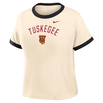 Nike Womens College (Tuskegee University) Cropped Ringer T-Shirt in Brown | ZW04N9TUSU26-NAB