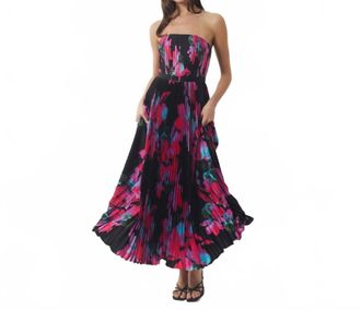 Hutch Womens Floral Pleated Strapless Maxi Dress In Black/pink