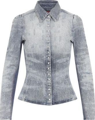 Diesel Blauw Shirt Aw 25 Casual Chic Stijl - Dames - Spijkeroverhemden - Grijs - S - Katoen - Overhemden