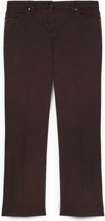 Fiorella Rubino Stretch Cotton Flare Broeken - Dames - Straight fit broeken - Bruin - 3XL - Katoen - Broeken