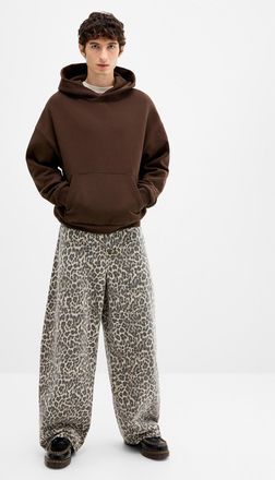 Woodbird Mens Leopard barrel-leg jean