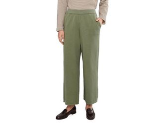 Eileen Fisher Garment Dyed Terry Wide Ankle Pants Womens Clothing Bayleaf : MD 27, Cotton