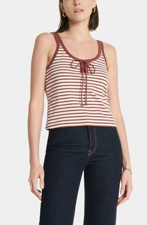 Nation Ltd Jill Lace Up Tank Top In Sable Stripe