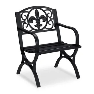 Relaxdays Relaxdays - Sedia Da Giardino Vintage, Sediolina Acciaio, Arredamento Da Esterno, Design Antico, 85,5 X 60 X 56 Cm, Nero