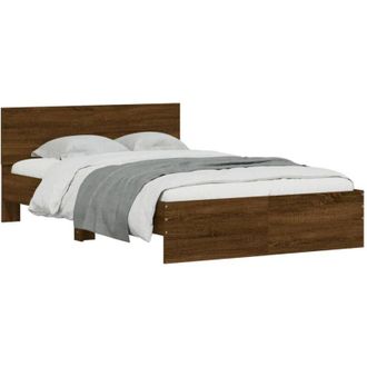 vidaXL Vidaxl - Estructura De Cama Con Cabecero Marr&oacute;n Roble 120x190 Cm