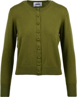 Alpha Studio Pistachio Green Round Neck Wool Cardigan