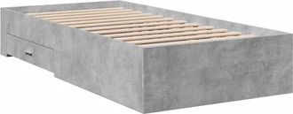 vidaXL Bed Frame with Drawers without Mattress Concrete Grey 100x200 cm vidaXL