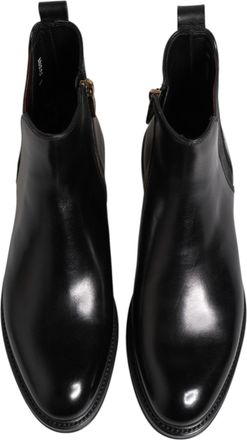 Dolce & Gabbana Mens Black Chelsea Leather Mid Calf Boots Shoes Polyester Elastane