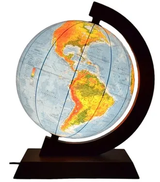 OEM Globo Politico-fisico, 32 Cm. Miniato. Cornice In Legno