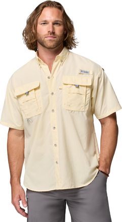 Columbia Mens Big and Powerful Bahama Ii UPF 30 Short Sleeve Fishing Jersey, Lemon Wash, Medium
