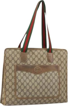 Gucci Pre-owned Tote Bags, female, Beige, Size: ONE SIZE Pre-owned Canvas Tote Bag