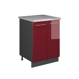 Vicco Mueble Bajo Para Fregadero Fame-line, Rojo Burdeos Alto Brillo/antracita, 60 Cm, Vicco