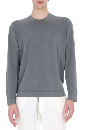 Drumohr Grey Long-Sleeve Frosted Cotton T-Shirt