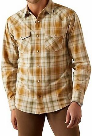 Ariat Mens Retro Halston Western Long-Sleeve Button-Down Shirt In Khaki