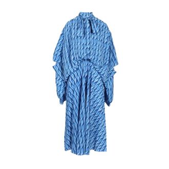 Balenciaga Double Sleeve Dress - unisex - Jurken - Blauw - Maat: XS Poliester