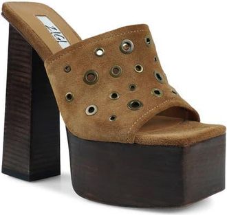 Zigi Soho Mix Platform Sandal in Cognac Suede at Nordstrom, Size 11
