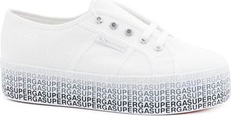 Superga Mini Lettering Platform Sneaker - Dames - Sneakers - Wit - 38 EU - Katoen - Schoenen
