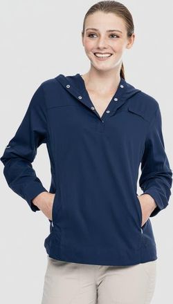 Coolibar Womens Henley Hoodie - UPF 50+ Sun Protection - Sea Spray in Navy at Nordstrom, Size X-Large