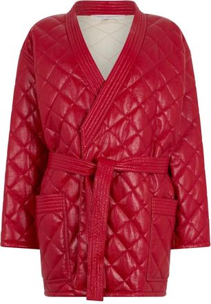 Philosophy di Lorenzo Serafini Overhemden, Dames, Rood, M, Leer, Wijde Jas met Riem