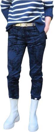 Mason's Slim Velvet New York Broek met Patroon - Dames - Chinos - Blauw - M - Katoen - Broeken