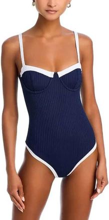 Aqua Underwire One Piece Swimsuit In Navy