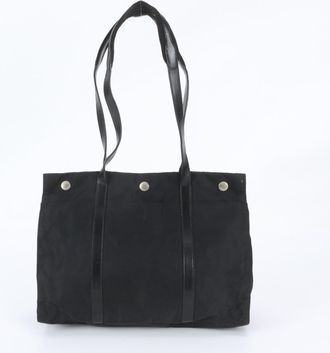 Prada Black Leather Nylon Shoulder Bag Tote Bag (Pre-Owned)