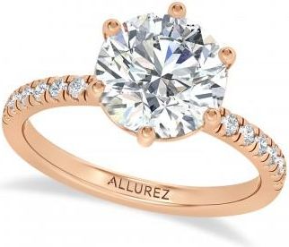Allurez Round Lab Grown Diamond Engagement Ring 18K Rose Gold (3.30ct)