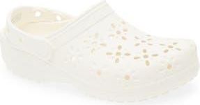 Crocs Classic Floral Cutout Clog in Chalk at Nordstrom Rack, Size 8