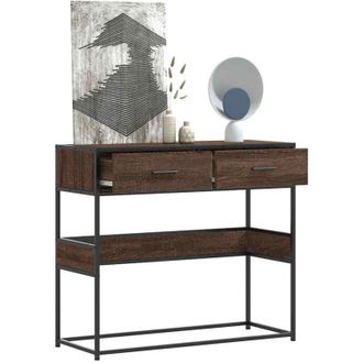 vidaXL Vidaxl - Tavolo Consolle Rovere Marrone 90x35x80 cm Legno Multistrato