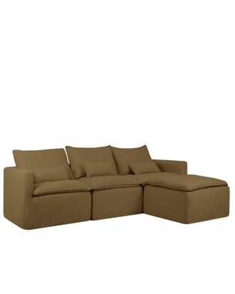 Deco Wood Sof&aacute; modular 3 plazas chaise longue der desenfundable verde 280x185cm