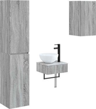vidaXL Juego De Muebles De Ba&ntilde;o 3 Uds. Sonoma Gris 33 X 34,5 X 160 Cm Vidaxl