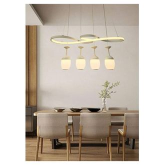 Trade Shop Trade Shop Traesio - Trade Shop - Lampadario A Led Curve Bianco 4 Punti Luce 68 Watt Luce 3000k 4000k 6500k Lp-24b