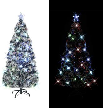 vidaXL &Aacute;rbol De Navidad Preiluminado Con Soporte Y Led Fibra &Oacute;ptica 150 Cm Vidaxl