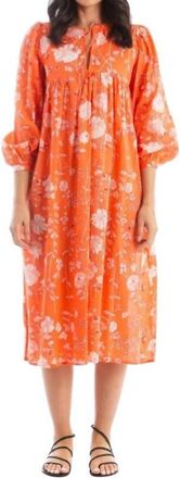 Matta Hamsa Garden Midi Dress In Coral