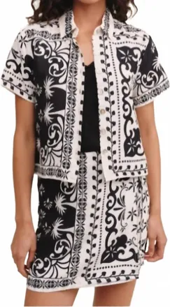 Bella Dahl Short Sleeve Camp Shirt In Tropical Bandana