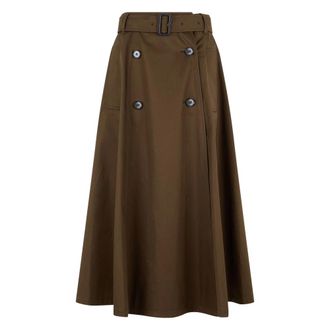 Burberry Midi Skirts, female, Brown, Size: 2XS Gabardine Trench Midi Skirt