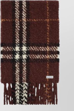 Burberry alpaca wool check boucl&eacute; scarf