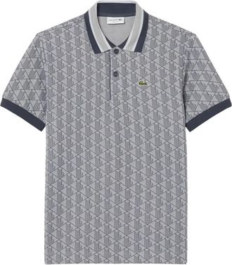 Lacoste Tops, Heren, Grijs, M, Polo dal Taglio Classico in Jacquard con Monogramma